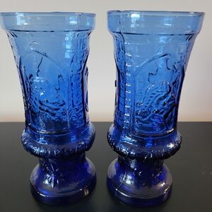 Cobalt Blue Chalice Glasses From The Excalibur Hotel & Casino in Las Vegas.